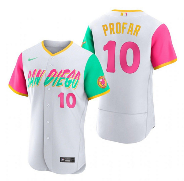 Men's San Diego Padres #10 Jurickson Profar 2022 White City Connect Flex Base Stitched Baseball Jersey Men's San Diego Padres #10 Jurickson Profar 2022 White City Connect Flex Base Stitched Baseball Jersey